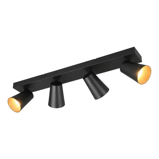 FOCO DE TETO/PAREDE 4 LUZES METAL NEGRO GU10 SILVANO