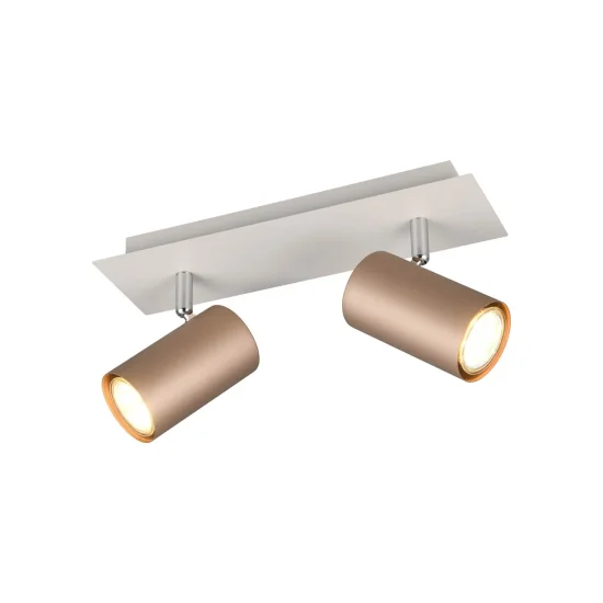 FOCO DE TETO/PAREDE 2 LUZES EM METAL COFFEE/CINZA GU10 GRAFTON