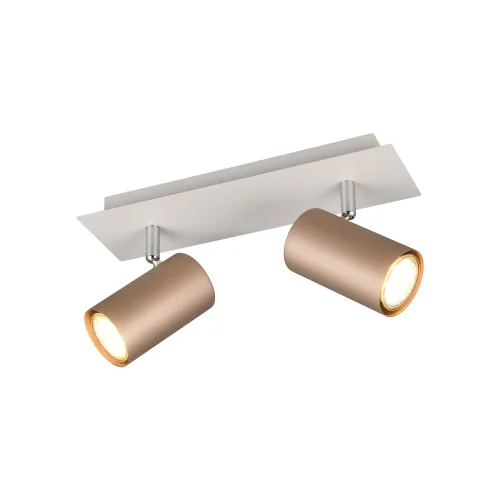 FOCO DE TETO/PAREDE 2 LUZES EM METAL COFFEE/CINZA GU10 GRAFTON