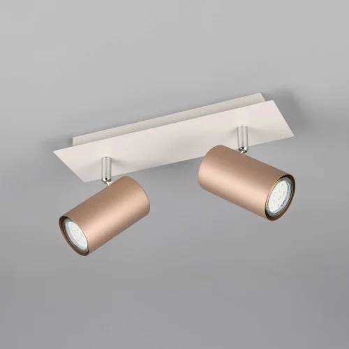 FOCO DE TETO/PAREDE 2 LUZES EM METAL COFFEE/CINZA GU10 GRAFTON