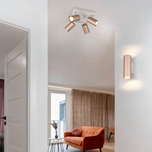 FOCO DE TETO/PAREDE 4 LUZES METAL COFFEE/GRIS GU10 GRAFTON