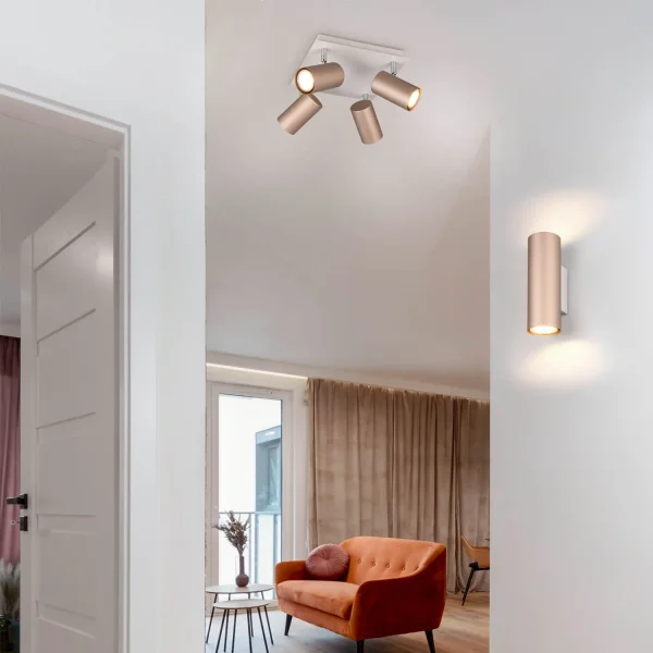 CANDEEIRO DE PAREDE 2 LUZES BIDIRECIONAIS METAL COFFEE/GRIS GU10 GRAFTON