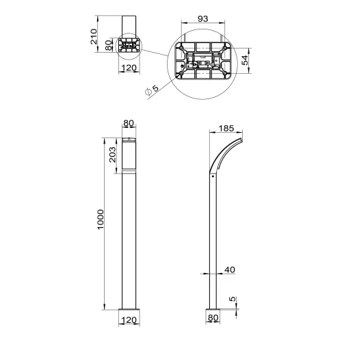 BALIZA EXTERIOR 12,5W 4000K ANTRACITE IP44 100 CM LIRIO