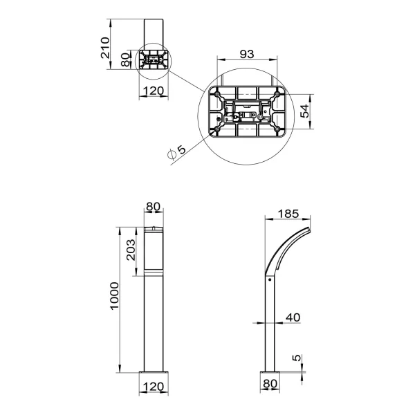 BALIZA EXTERIOR 12,5W 4000K ANTRACITE IP44 60 CM LIRIO