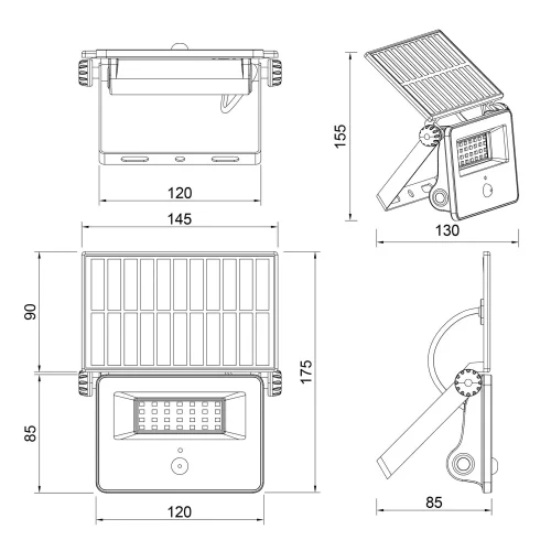 APLIQUE DE EXTERIOR SOLAR 10W 3000K-6000K SENSOR BASCULANTE IP54 MUSCARI