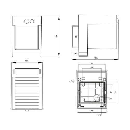 APLIQUE EXTERIOR SOLAR 5,5W 4000K SENSOR IP44 CORIANDER
