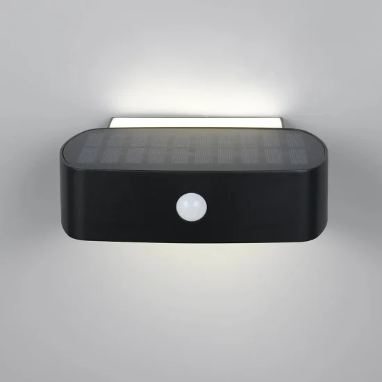 APLIQUE EXTERIOR SOLAR HÍBRIDO 6W 4000K SENSOR IP44 PRETO BEGA 2