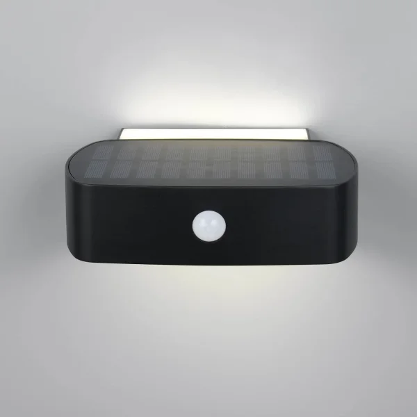 APLIQUE EXTERIOR SOLAR HÍBRIDO 6W 4000K SENSOR IP44 PRETO BEGA