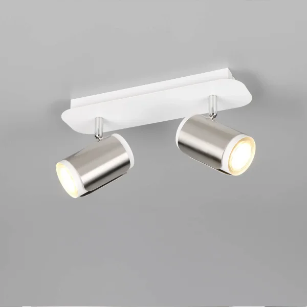 SPOT DE PAREDE/PLAFON DE TETO 2 LUZES GU10 METAL NÍQUEL FOSCO GIADA