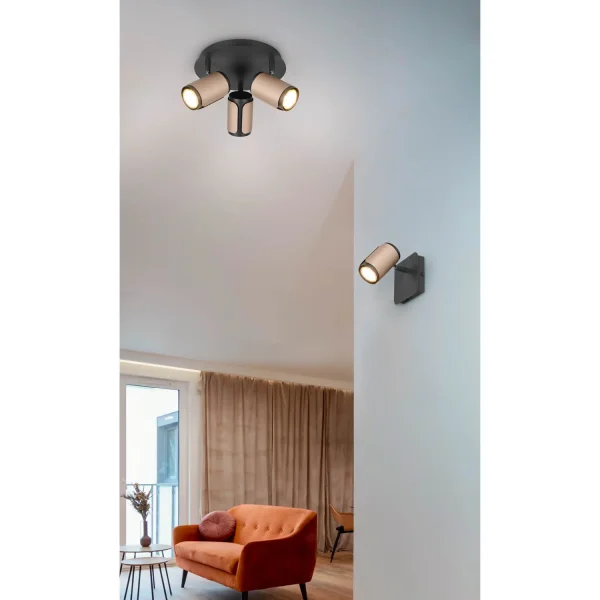 SPOT DE PAREDE/TETO 3 LUZES GU10 METAL COFFEE GIADA