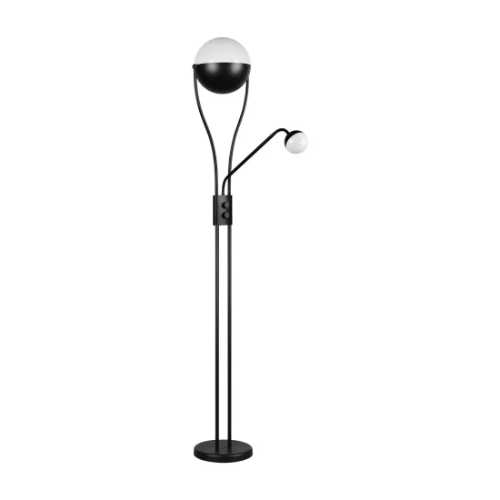 CANDEEIRO DE PÉ LED 18W+3,8W 3000K METAL PRETO CASCATA