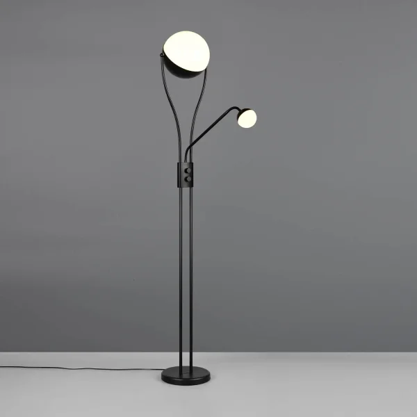 CANDEEIRO DE PÉ LED 18W+3,8W 3000K METAL PRETO CASCATA