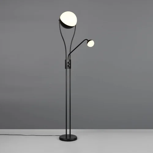 CANDEEIRO DE PÉ LED 18W+3,8W 3000K METAL PRETO CASCATA