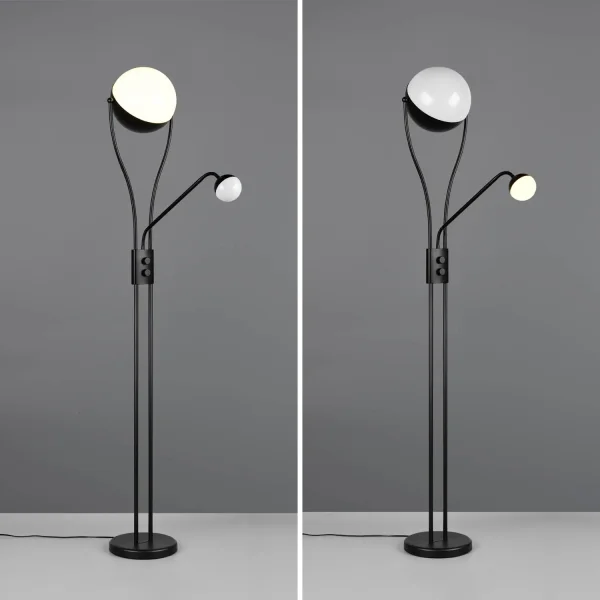 CANDEEIRO DE PÉ LED 18W+3,8W 3000K METAL PRETO CASCATA