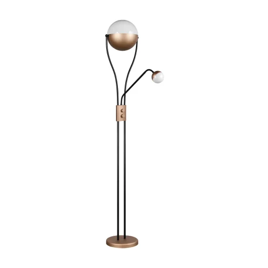 CANDEEIRO DE PÉ LED 18W+3,8W 3000K METAL COFFEE CASCATA