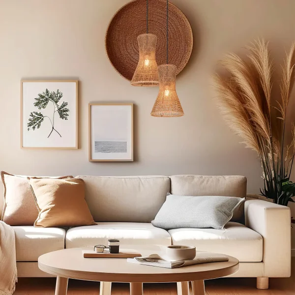 CANDEEIRO DE TETO PENDENTE E27 PAPIERGARN CASTANHO NAHELE