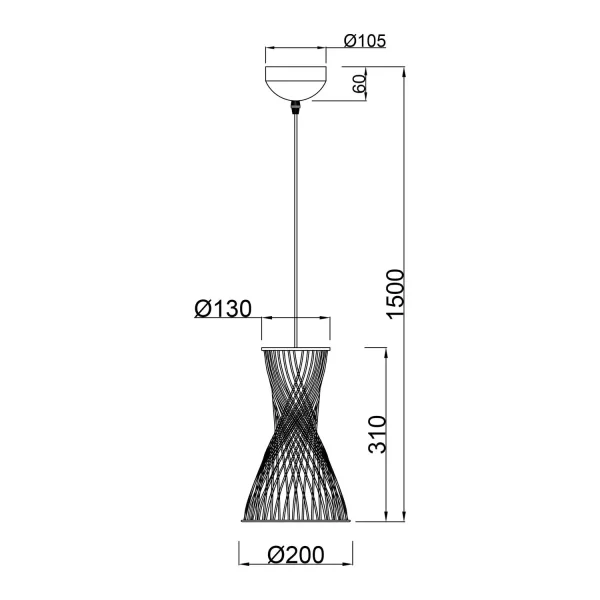CANDEEIRO DE TETO PENDENTE E27 PAPIERGARN CASTANHO NAHELE