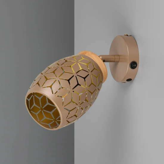 APLIQUE DE PAREDE 1 LUZ METAL COFFEE E14 BIRKITA 2