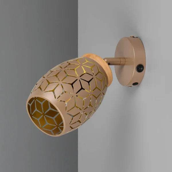 APLIQUE DE PAREDE 1 LUZ METAL COFFEE E14 BIRKITA