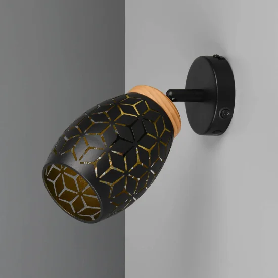 APLIQUE DE PAREDE 1 LUZ METAL PRETO E14 BIRKITA 2