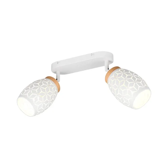 FOCO DE TETO/PAREDE 2 LUZES METAL BRANCO E14 BIRKITA