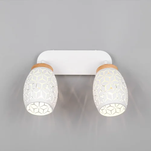 FOCO DE TETO/PAREDE 2 LUZES METAL BRANCO E14 BIRKITA