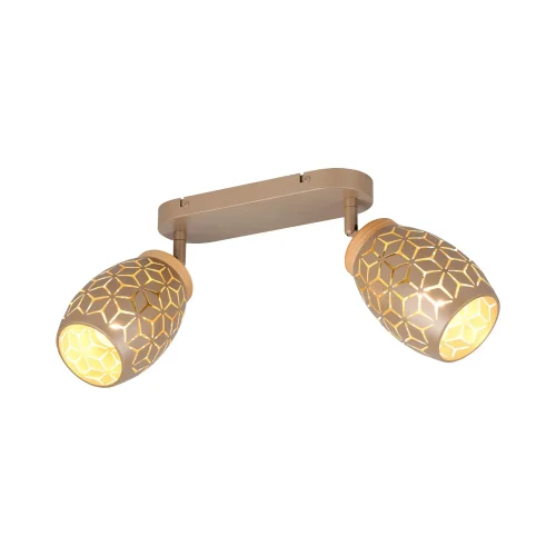 FOCO 2 LUZES TETO/PAREDE METAL COFFEE E14 BIRKITA