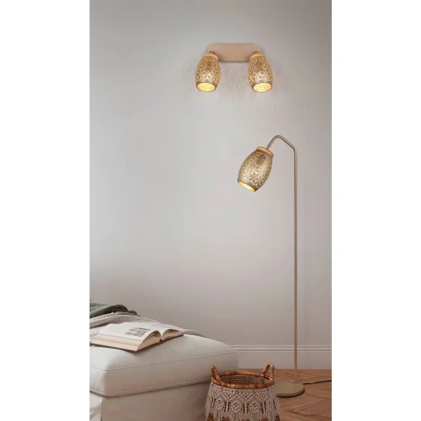 FOCO 2 LUZES TETO/PAREDE METAL COFFEE E14 BIRKITA