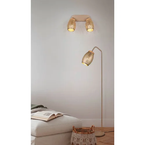 FOCO 2 LUZES TETO/PAREDE METAL COFFEE E14 BIRKITA