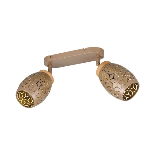 FOCO 2 LUZES TETO/PAREDE METAL COFFEE E14 BIRKITA