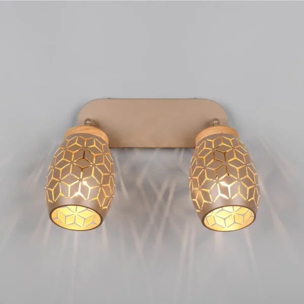 FOCO 2 LUZES TETO/PAREDE METAL COFFEE E14 BIRKITA