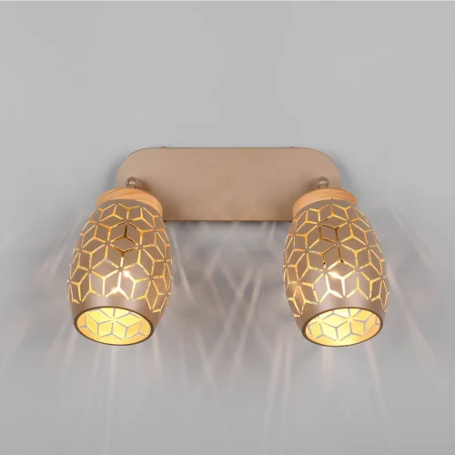 FOCO 2 LUZES TETO/PAREDE METAL COFFEE E14 BIRKITA