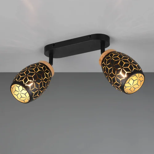 FOCO 2 LUZES TETO/PAREDE METAL PRETO E14 BIRKITA