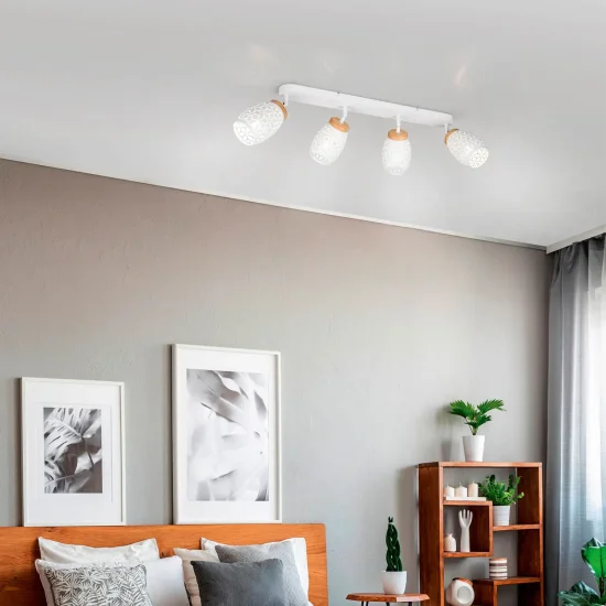 SPOT 4 LUZES DE TETO METAL BRANCO E14 BIRKITA 2