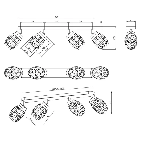 SPOT 4 LUZES DE TETO METAL BRANCO E14 BIRKITA