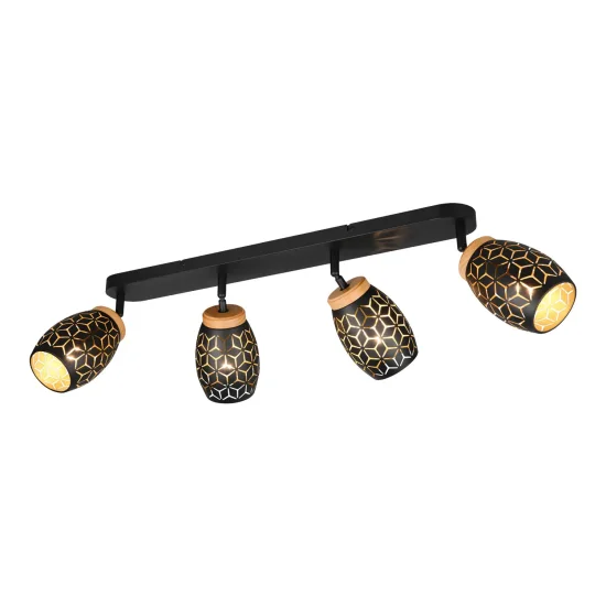 SPOT 4 LUZES DE TETO METAL NEGRO E14 BIRKITA