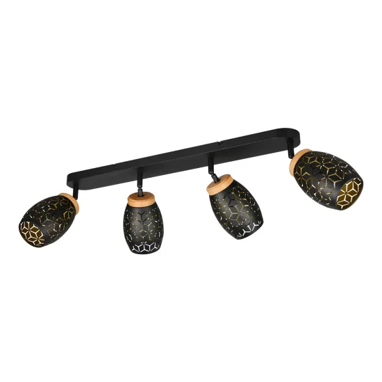 SPOT 4 LUZES DE TETO METAL NEGRO E14 BIRKITA 2