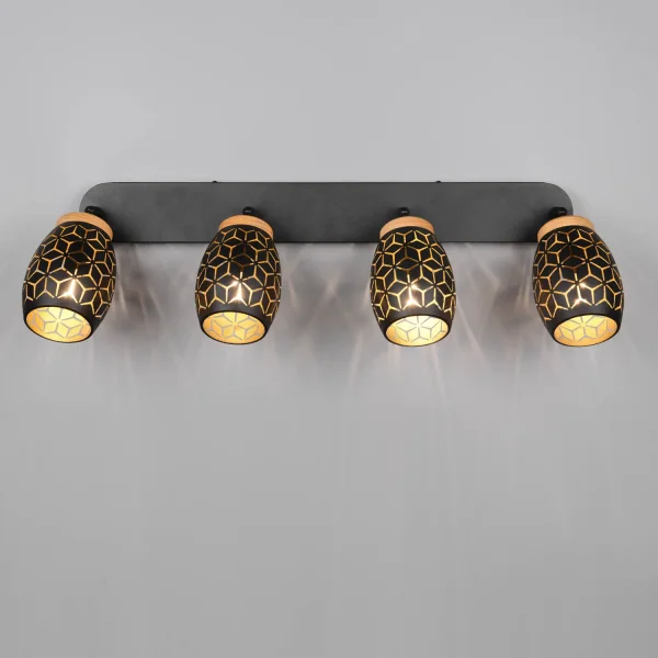 SPOT 4 LUZES DE TETO METAL NEGRO E14 BIRKITA