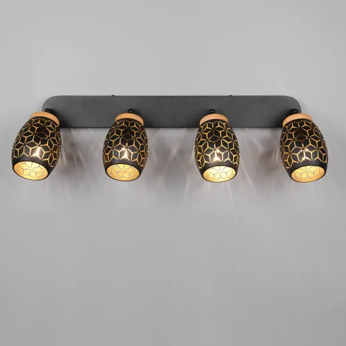 SPOT 4 LUZES DE TETO METAL NEGRO E14 BIRKITA