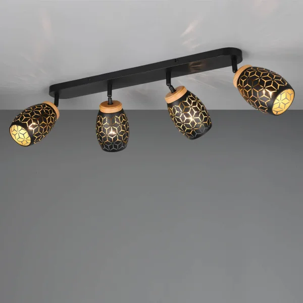 SPOT 4 LUZES DE TETO METAL NEGRO E14 BIRKITA