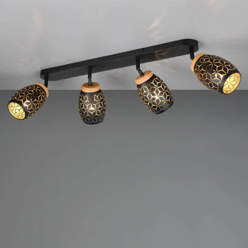 SPOT 4 LUZES DE TETO METAL NEGRO E14 BIRKITA