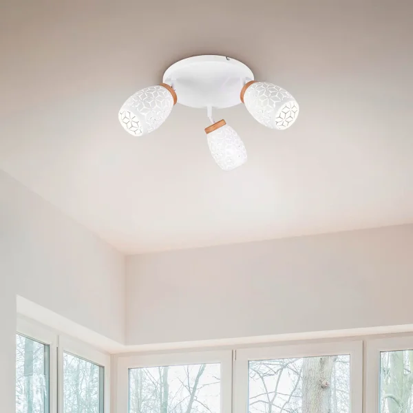 PLAFON DE TETO 3 LUZES METAL BRANCO E14 BIRKITA