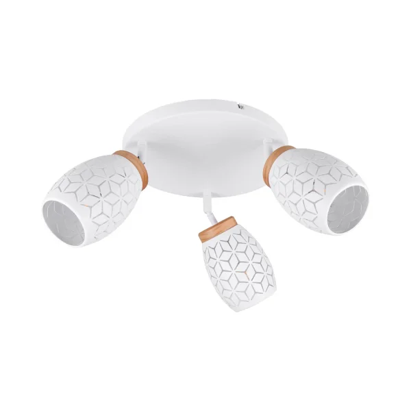 PLAFON DE TETO 3 LUZES METAL BRANCO E14 BIRKITA