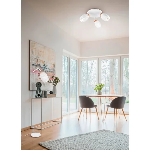 PLAFON DE TETO 3 LUZES METAL BRANCO E14 BIRKITA