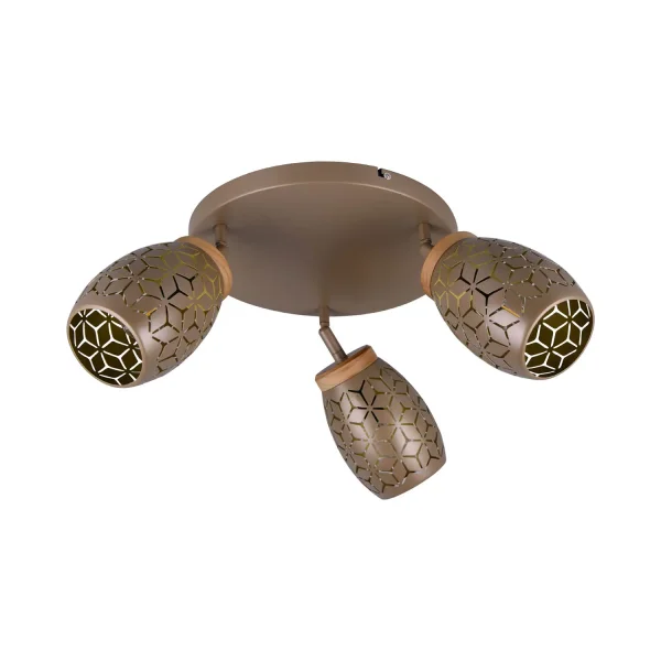 PLAFON DE TETO 3 LUZES METAL COFFEE E14 BIRKITA