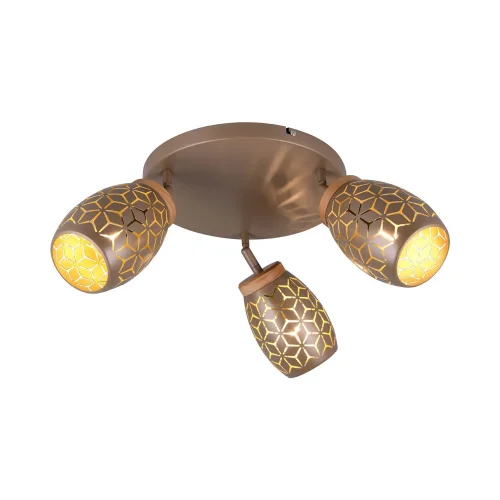 PLAFON DE TETO 3 LUZES METAL COFFEE E14 BIRKITA