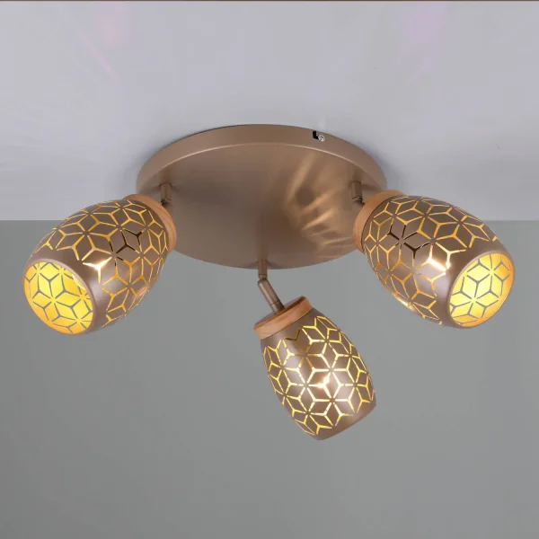 PLAFON DE TETO 3 LUZES METAL COFFEE E14 BIRKITA