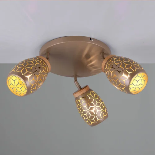 PLAFON DE TETO 3 LUZES METAL COFFEE E14 BIRKITA