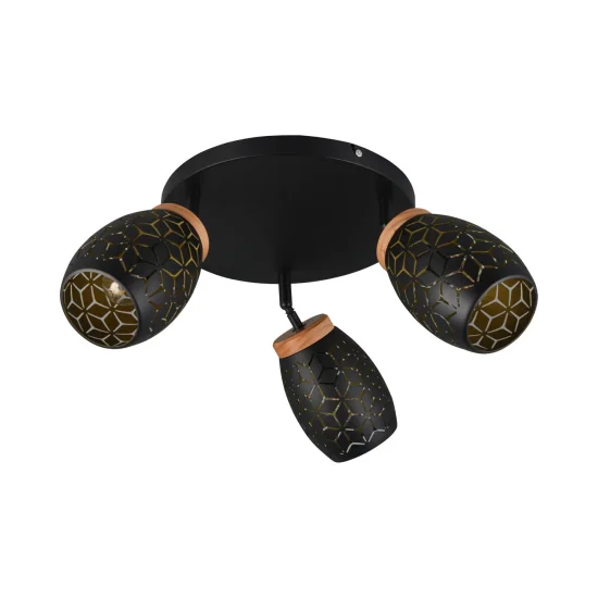 PLAFON DE TETO 3 LUZES METAL PRETO E14 BIRKITA 2