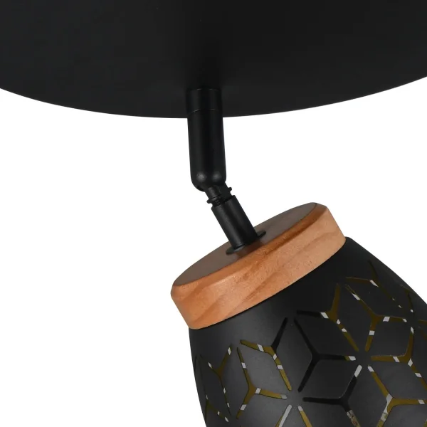 PLAFON DE TETO 3 LUZES METAL PRETO E14 BIRKITA